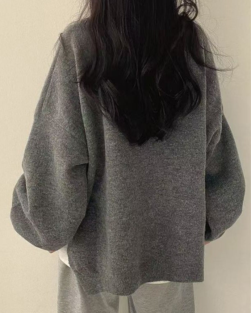 Crew Neck Side Slit Pullover