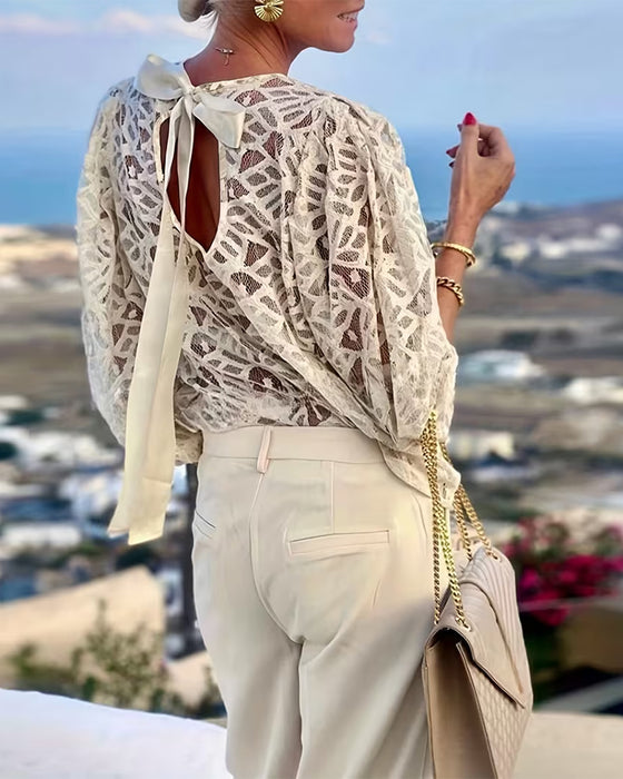 Lace Bow Design Blouse