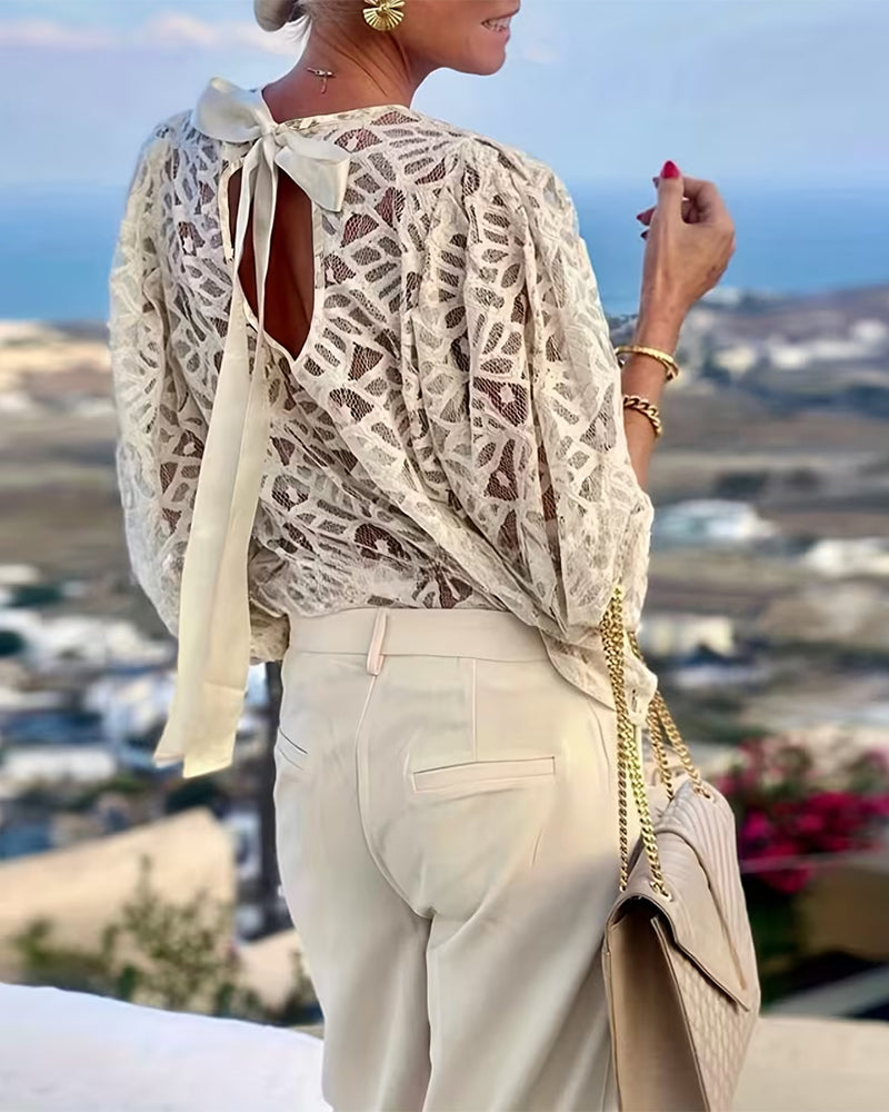 Lace Bow Design Blouse