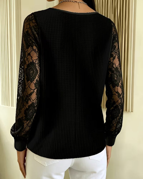 Stylish Crew Neck Long Sleeve Blouse