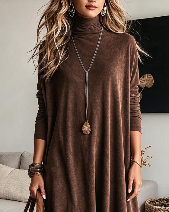 High Collar Loose A Hem Lace Dress
