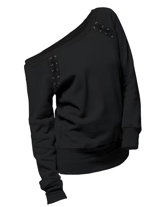 Stylish One-Shoulder Tie Blouse
