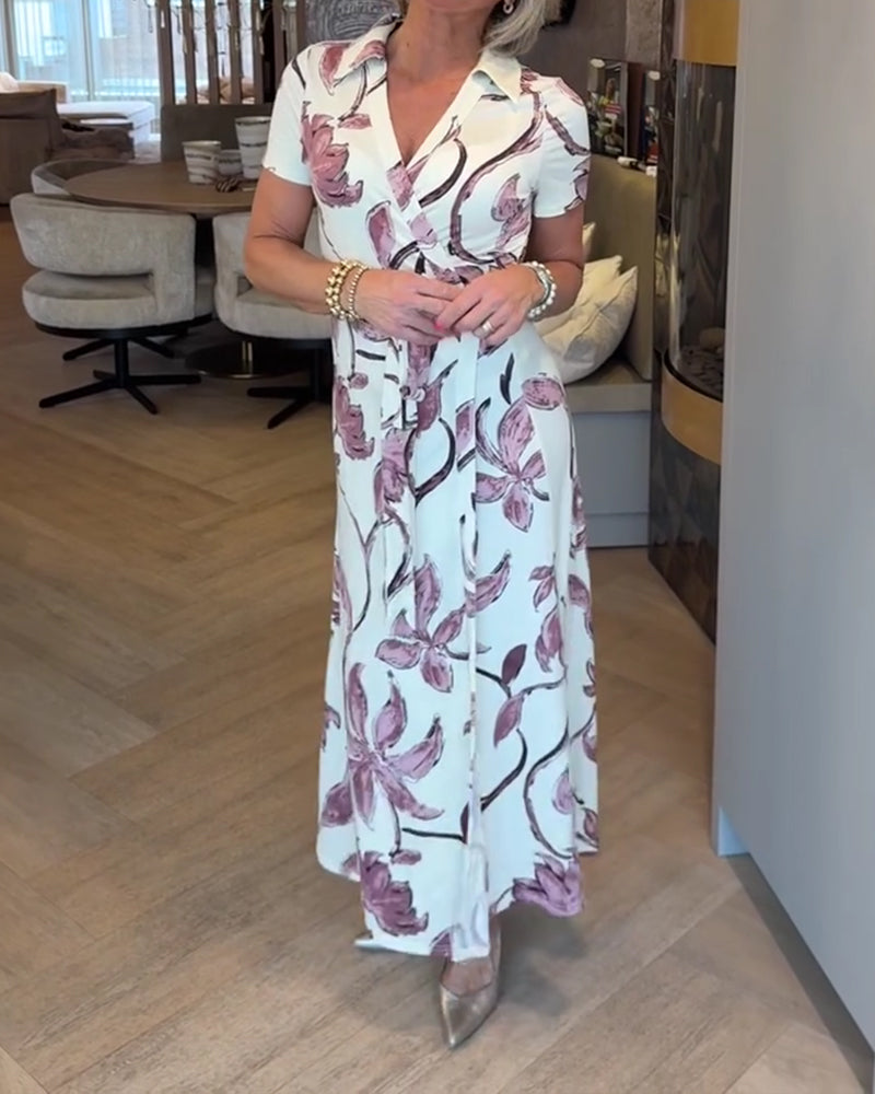 Floral Print V-Neck Dress