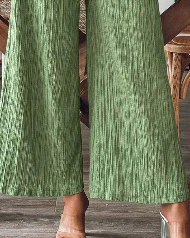 Patch Pocket Solid Elastic Waist Casual Pant