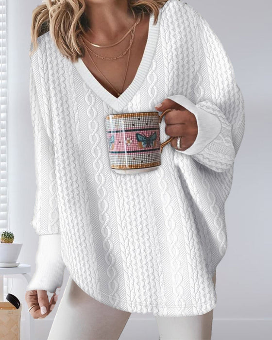 V neck long sleeve sweatshirt