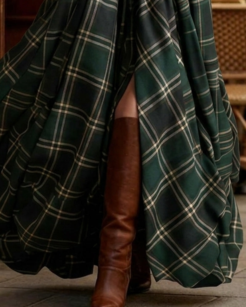 Plaid Long Shirt Dress