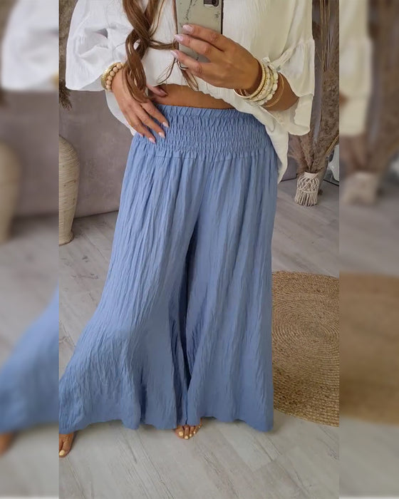 Pleated Relaxed Straight Leg Pants