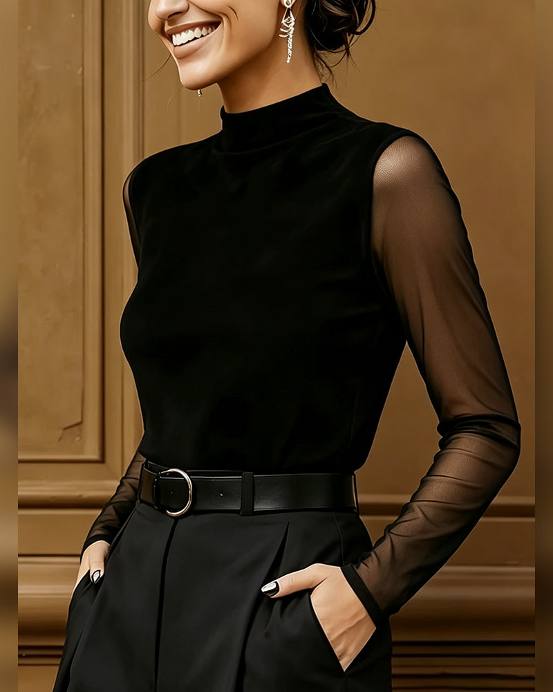 Solid Color Round Neck Top