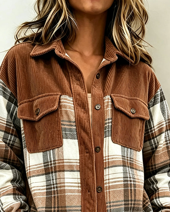 Plaid Patchwork Pocket Shirt
