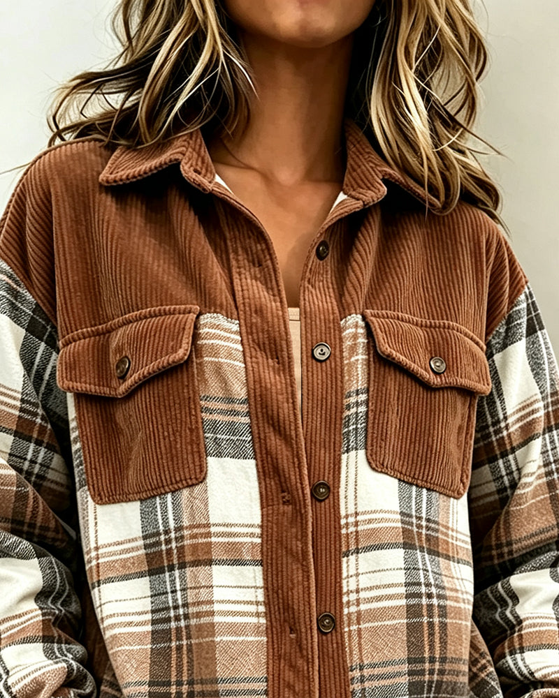 Plaid Patchwork Pocket Shirt