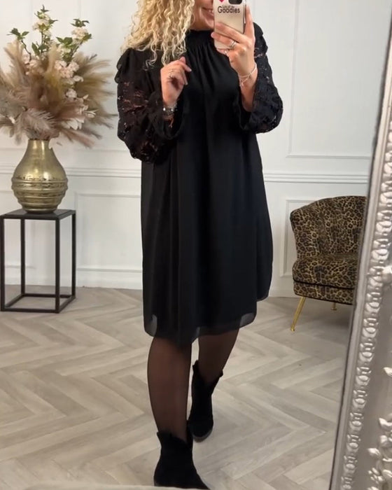 Elegant Hollow Shift dress with Lace