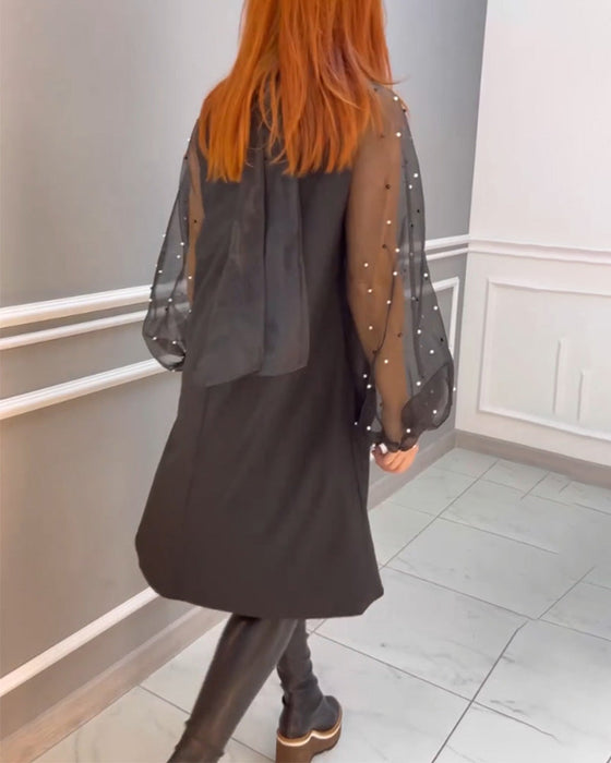 Mesh Loose Dress with High Neck