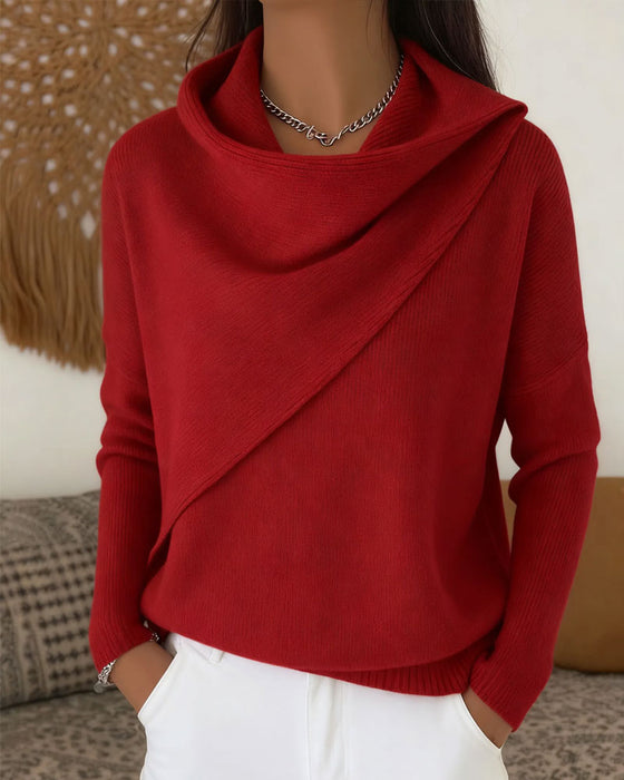 Stylish Mock Neck Long Sleeve Knit Pullover