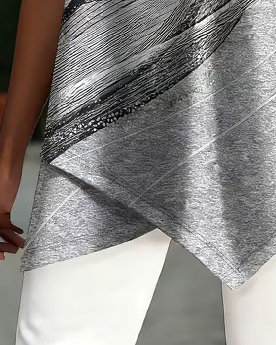 Short Sleeve Asymmetrical Hem T-Shirt