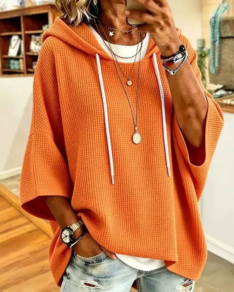 Hooded Drawstring Relaxed Hoodie