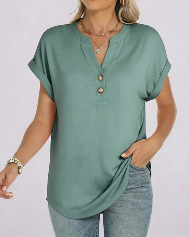 Solid V-Neck Short-Sleeve T-Shirt