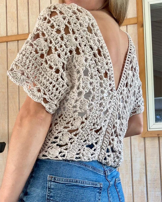 V-neck Hollow Cover Up
