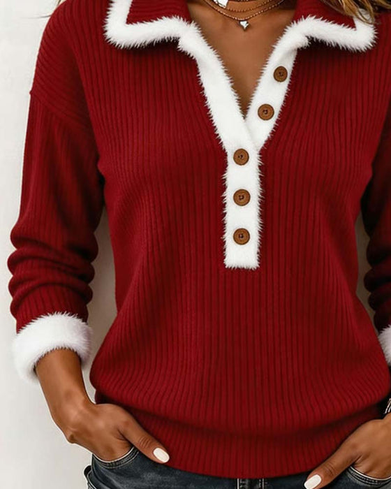 Lapel Long Sleeve Top