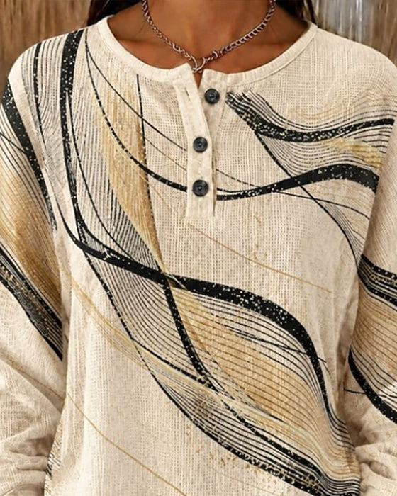 Wave Line Print Sweatshirt