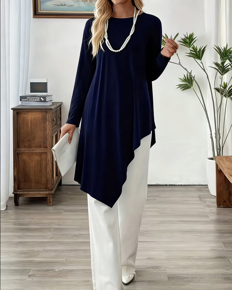 Asymmetric Mid-Length Solid Color Top