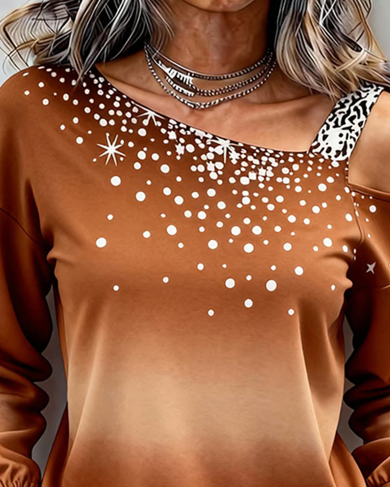 Fashionable Off-Shoulder Printed Top