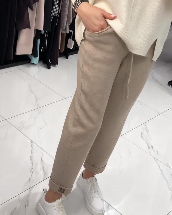 Lace-Up Knitted Cropped Pants