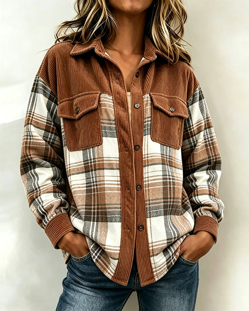 Plaid Patchwork Pocket Shirt