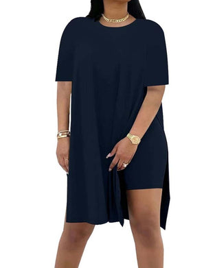 Solid Color Loose Short-Sleeve Pants Set