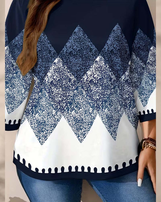 Loose Round Neck Three-Quarter Sleeve Top