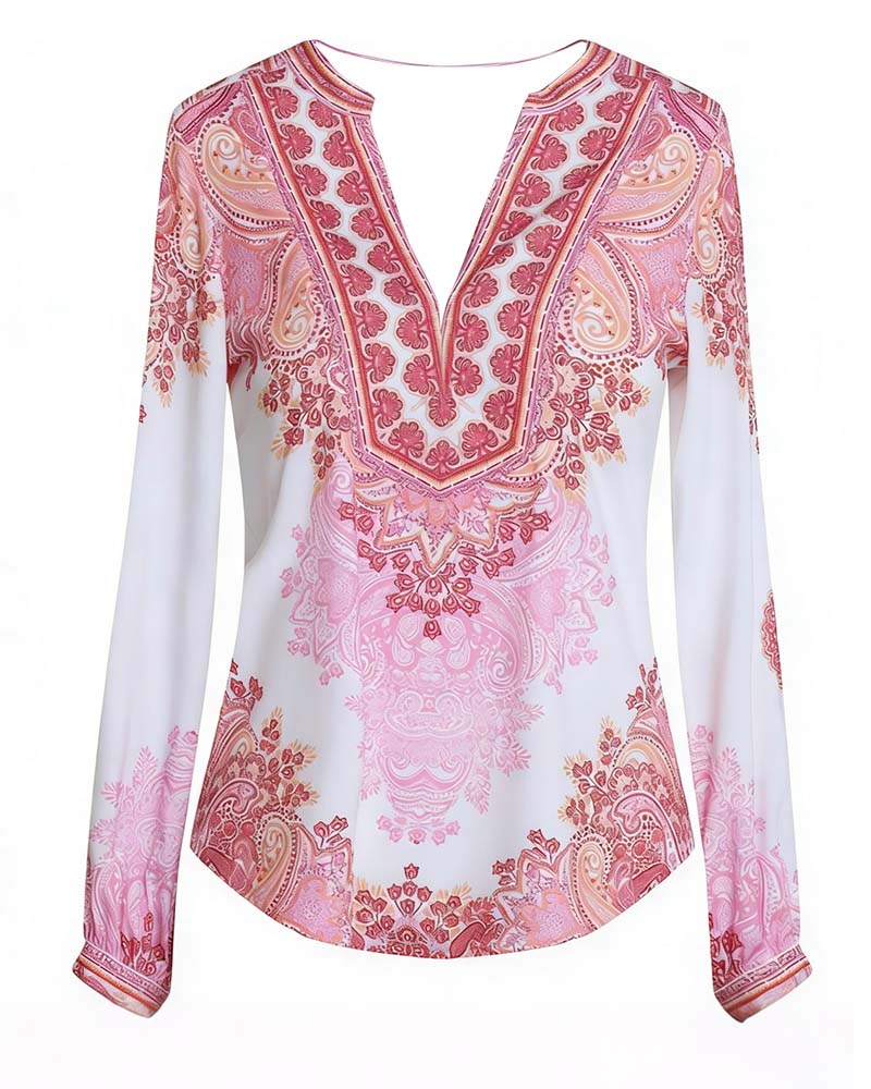 V-Neck Bohemian Loose Top