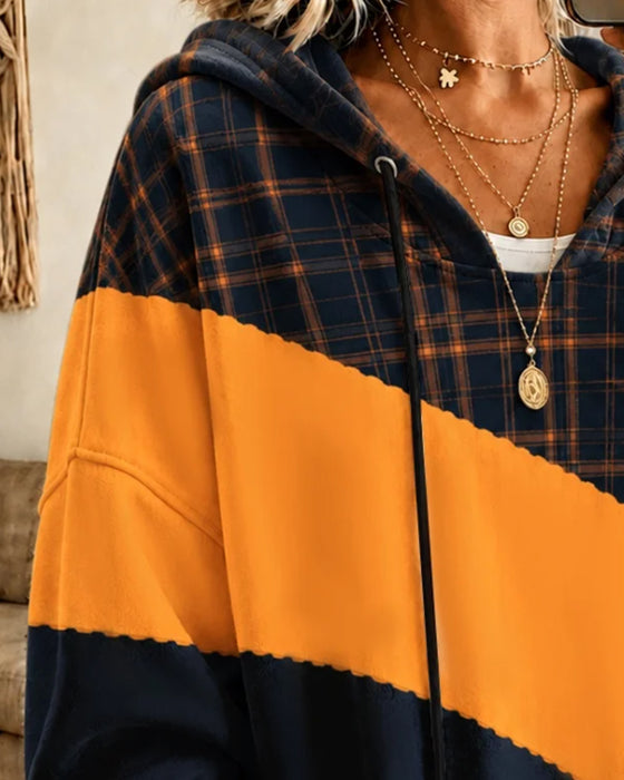 Hooded Contrast Relaxed Hoodie