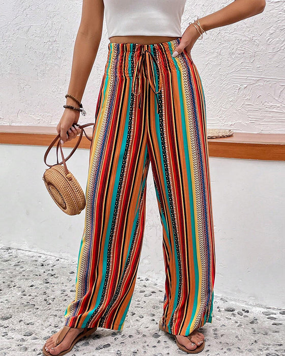 Colorful drawstring casual pants
