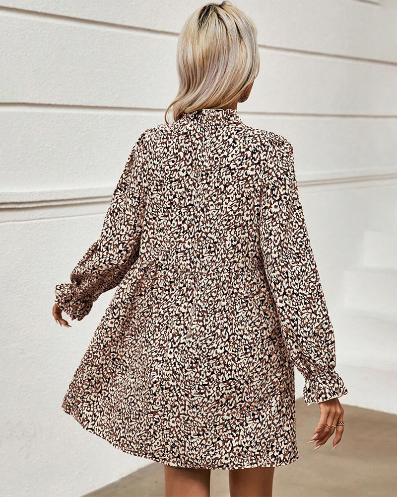 Leopard Print Temperamental V-Neck Dress