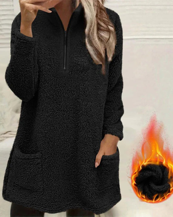 Solid Color Stand Collar Sweatshirt