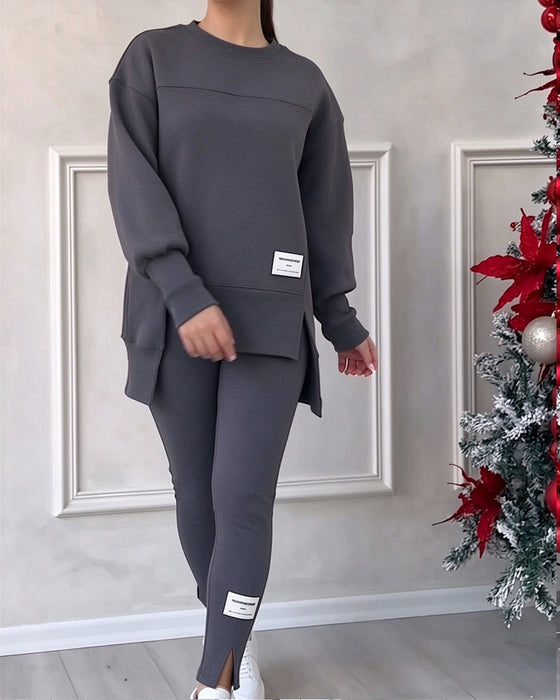 Printed Sweatshirt And Sweatpants Set