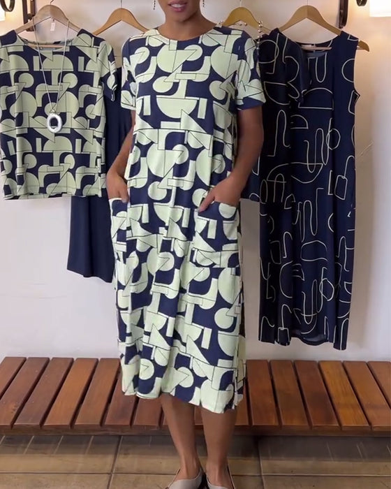Casual Everyday Round Neck Printed Dress