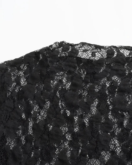 Round Neck Long Sleeve Lace Bodysuit