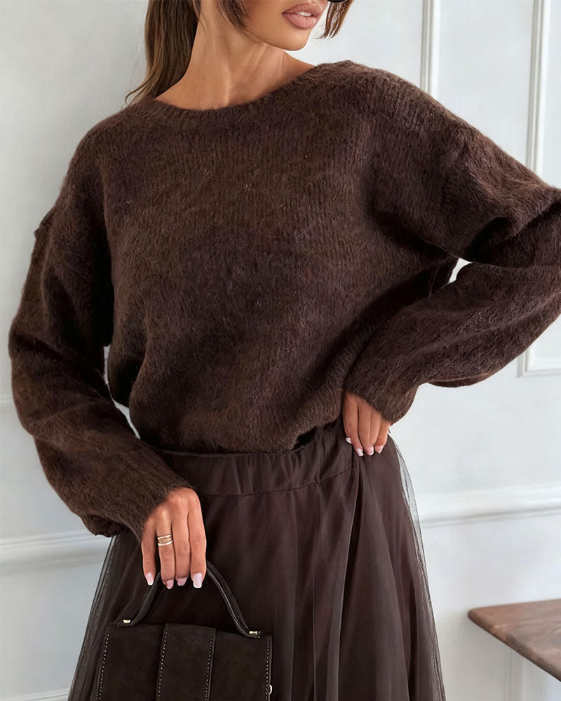 Elegant Sweater with Back Bow