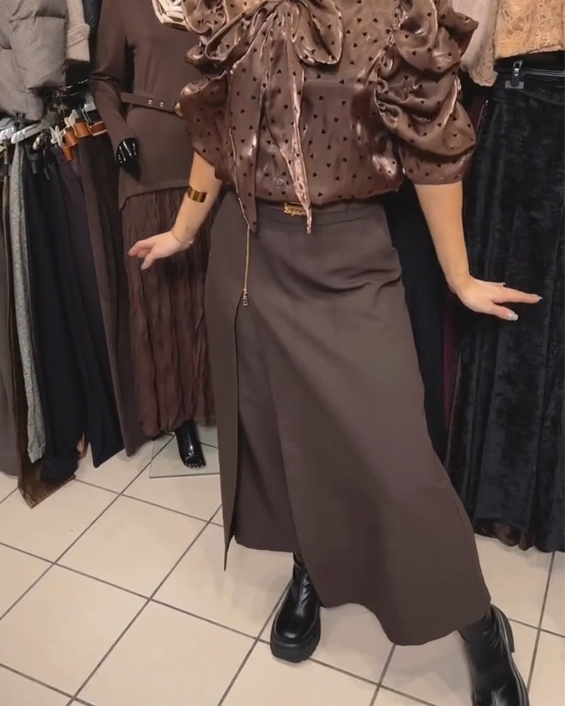 Stylish Zipper Design Casual Skirt Pants