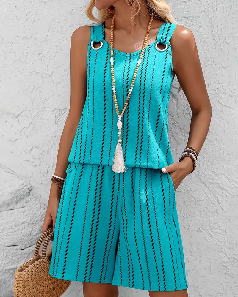 Sleeveless Tank Top Shorts Casual Suit