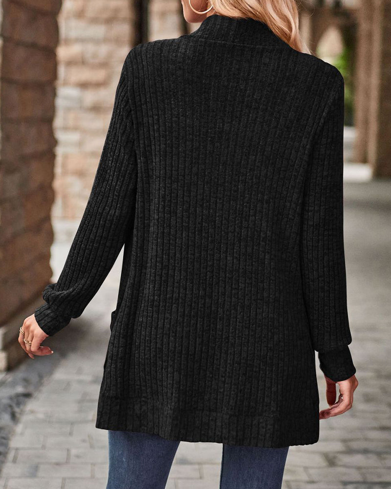 Brushed Casual Long-Sleeve Coat