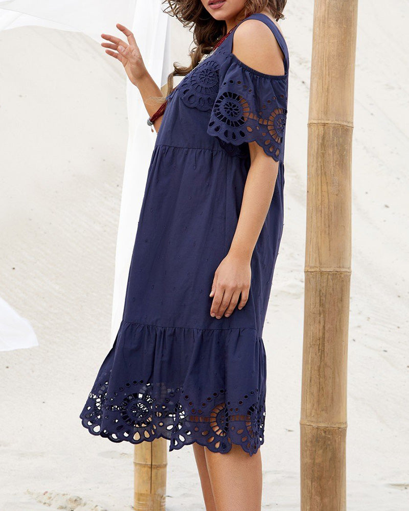Off-Shoulder Lace Spaghetti Strap Dress