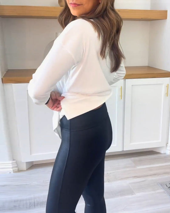 Solid Color Top with Long Sleeve