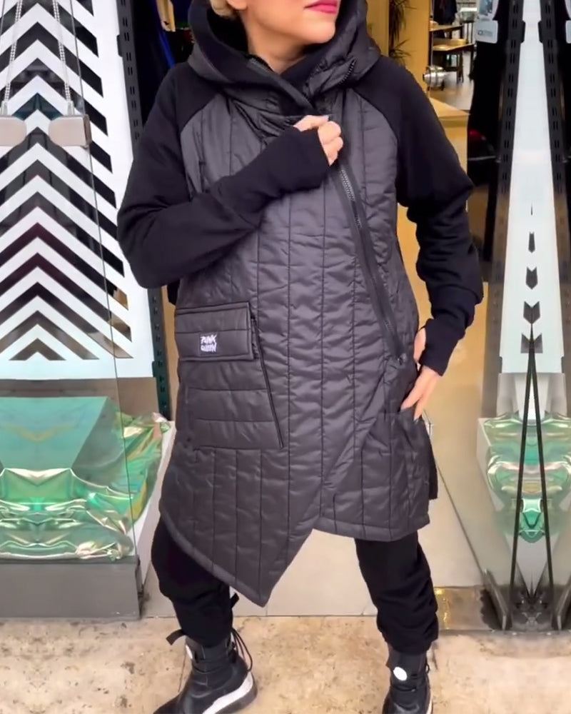 Casual pocket hooded coat