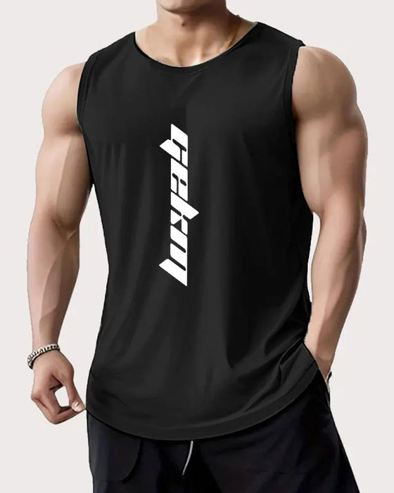 Casual Letter-Print Sleeveless Tank Top