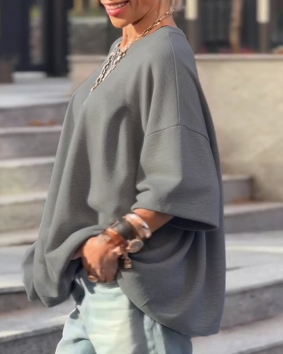 Solid Color Loose Irregular Top