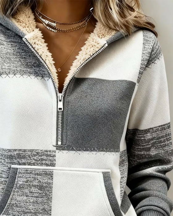 Fashionable Half-Zip Printed Hoodie