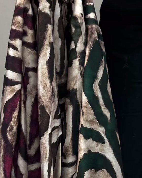 Casual zebra print round neck lantern sleeve blouse