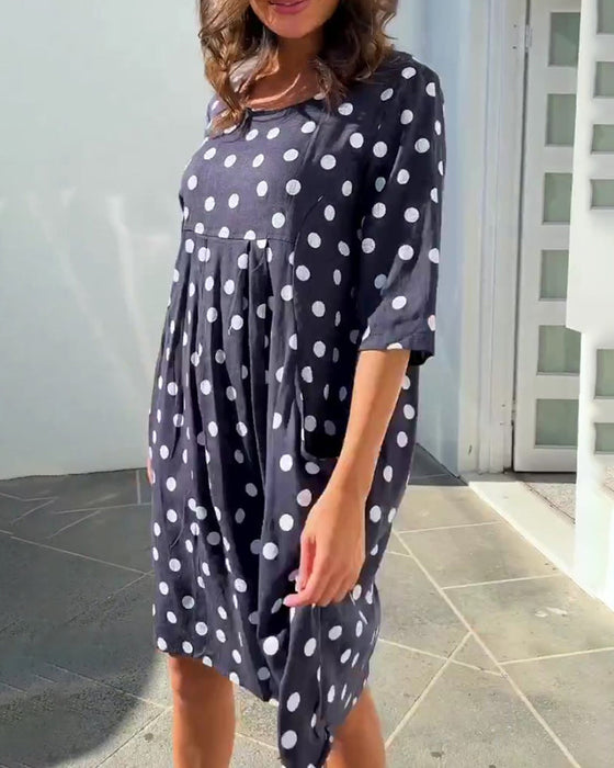 Casual polka dot print dress