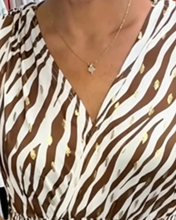 Tie Sleeveless Zebra Dress